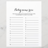 書道モダンベビー名競走ベビーシャワーゲーム (正面)