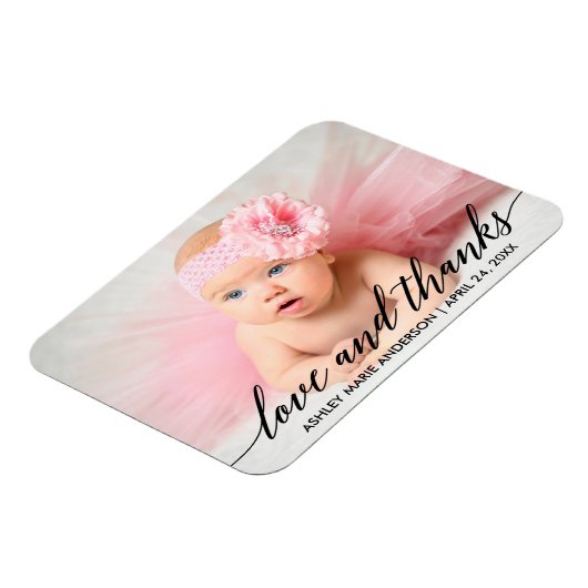 書道モダンベビー愛と写感謝してい真 マグネット (左側)