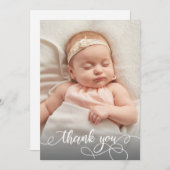書道モダンベビー生まれたばかりの写真ありがとう サンキューカード (正面/裏面)