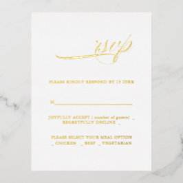 書道モダンミニマリスウェディングRSVP 箔招待状ポストカード