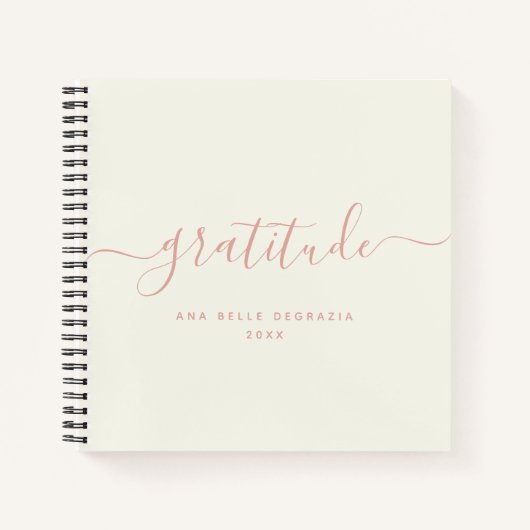 書道モダンミニマルピンク感謝ジャーナル ノートブック (正面)