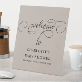 書道モダンミニマル赤ちゃんシャワー歓迎 台座サイン