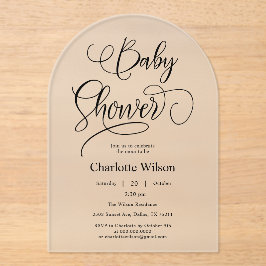 書道モダンミニマル赤ん坊シャワー アクリル招待状