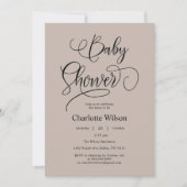 書道モダンミニマル赤ん坊シャワー 招待状 (正面)