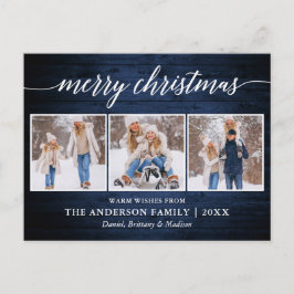 書道モダンメリークリスマスウッド3写真 ポストカード