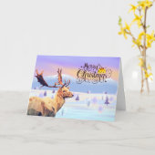 書道モダンメリークリスマスディアー カード (黄色い花)