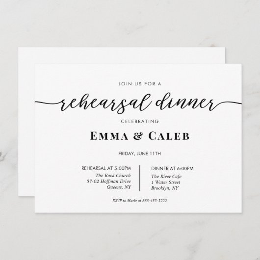 書道モダンリハーサルのディナー招待 招待状 (正面/裏面)