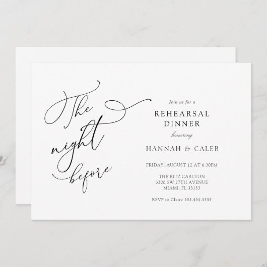 書道モダンリハーサルディナー招待状 招待状 (正面/裏面)