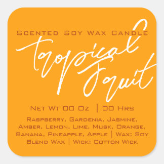 書道モダンレタリングイエローオレンジキャンドル スクエアシール