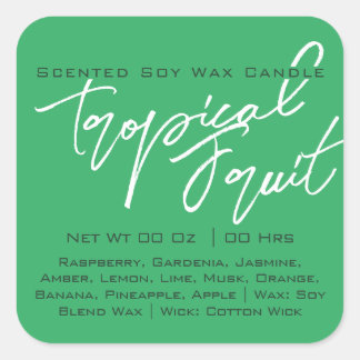 書道モダンレタリングライトグリーンキャンドル スクエアシール