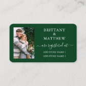 書道モダン写真の結婚レジストリ緑 エンクロージャーカード (正面)