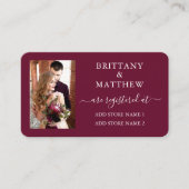 書道モダン写真の結婚レジストリBurgundy エンクロージャーカード (正面)