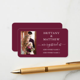 書道モダン写真の結婚レジストリBurgundy エンクロージャーカード