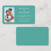 書道モダン写真の結婚登録ティール（緑がかった色） エンクロージャーカード (正面/裏面)