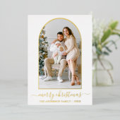 書道モダン写真アーチクリスマス金ゴールド 箔シーズンカード (立ち正面)