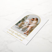 書道モダン写真アーチクリスマス金ゴールド 箔シーズンカード (回転した状態)