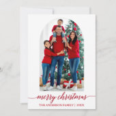 書道モダン写真アーチ赤クリスマス シーズンカード (正面)