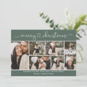 書道モダン写真コラージグリーンクリスマス カード (スタンド正面)