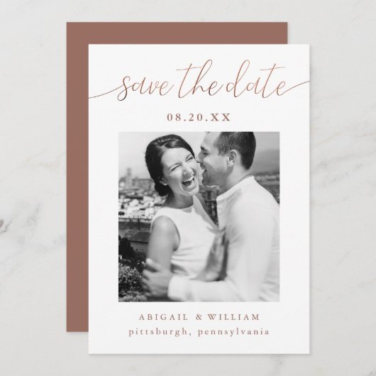 書道モダン写真テラコッタ結婚ズ セーブザデート (正面/裏面)