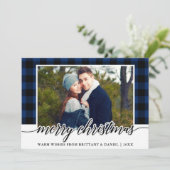 書道モダン写真ブループライドのクリスマス シーズンカード (スタンド正面)