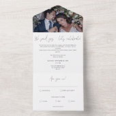 書道モダン写真ポストの結婚お祝い オールインワン招待状 (内側)