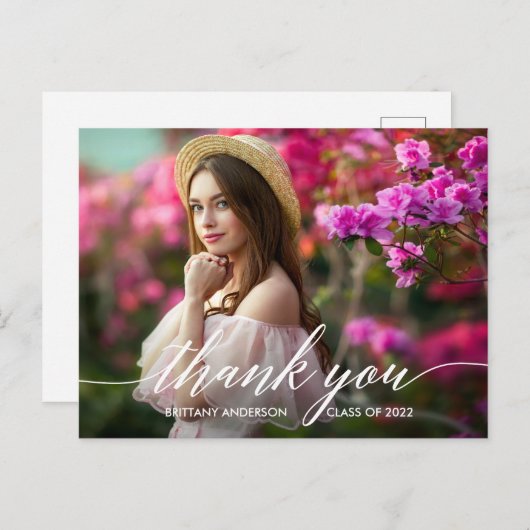 書道モダン写真卒業ありがとう ポストカード (正面/裏面)