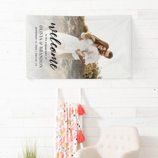 書道モダン写真婚約パーティへようこそ 横断幕 (インサイチュ)