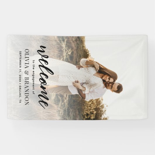 書道モダン写真婚約パーティへようこそ 横断幕 (横)