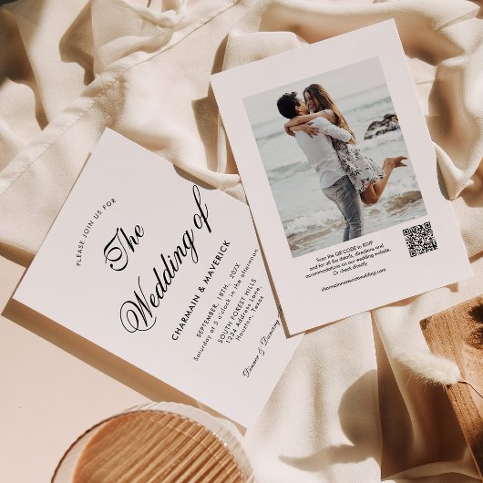 書道モダン写真QRコード結婚s 招待状