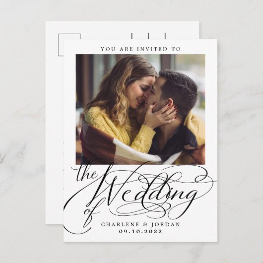 書道モダン写結婚真 インビテーションポストカード (正面/裏面)