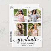 書道モダン卒業パーティー4写真 インビテーションポストカード (正面/裏面)