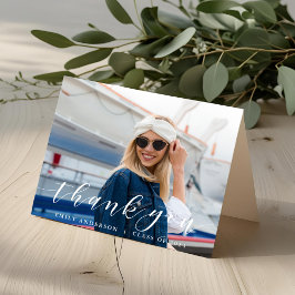 書道モダン卒業写真サンキューカード サンキューカード