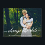 書道モダン台写真の日付の変更 ポストカード<br><div class="desc">書道モダン台日付の延期されたカップル結婚写真はがきを変更する</div>