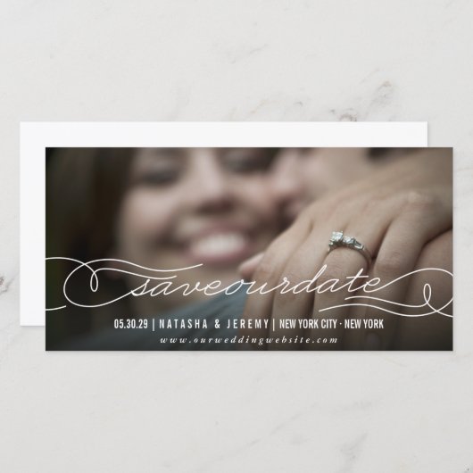 書道モダン台写真カードの日付を保存 セーブザデート (正面/裏面)