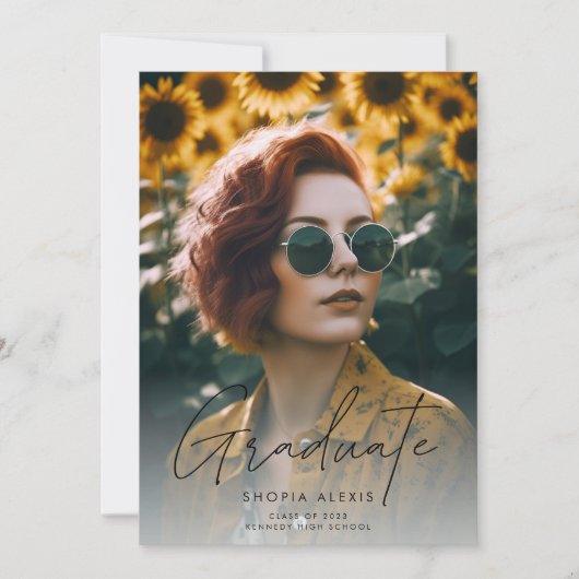 書道モダン台本2写真卒業 案内状 (正面)