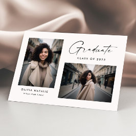 書道モダン台本2枚の写真卒業 案内状