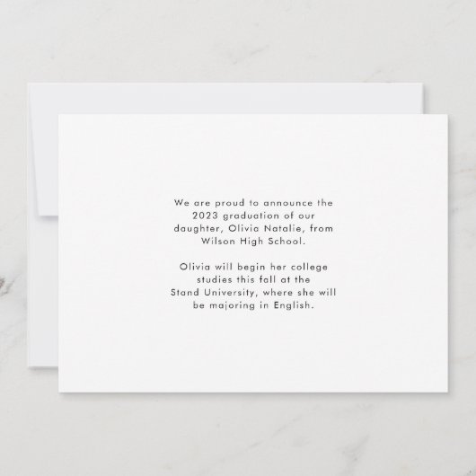 書道モダン台本2枚の写真卒業 案内状 (裏面)