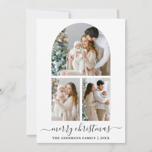 書道モダン台本3フォトアーチクリスマス シーズンカード (正面)