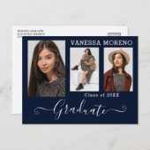 書道モダン台本3フォトブルー卒業 ポストカード (正面/裏面)