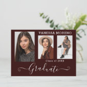 書道モダン台本3写真卒業 案内状 (スタンド正面)