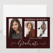 書道モダン台本3写真卒業 案内状 (正面/裏面)