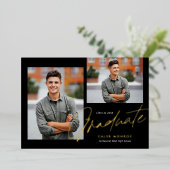 書道モダン台本3写真卒業 箔招待状 (立ち正面)