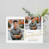 書道モダン台本3写真卒業 箔招待状 (立ち正面)