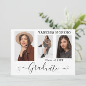 書道モダン台本3写真白卒業 案内状 (スタンド正面)