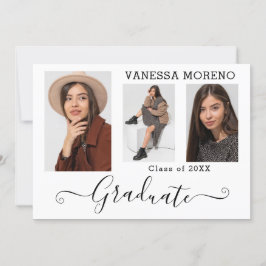 書道モダン台本3写真白卒業 案内状