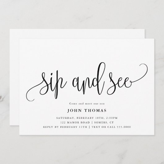 書道モダン園区と参照ベビー会と挨拶 招待状 (正面/裏面)