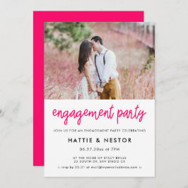 書道モダン婚約パーティ写真 招待状