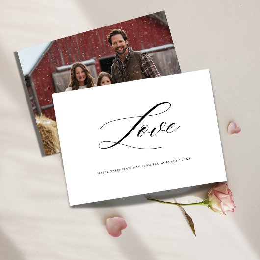 書道モダン家族素朴写真バレンタイン シーズンカード