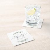 書道モダン応援素朴な結婚緑 スクエアペーパーコースター (インサイチュ)