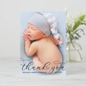 書道モダン新生児写真B サンキューカード (スタンド正面)